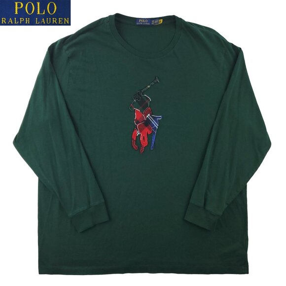Polo Ralph Lauren Patchwork Big Pony T-Shirt Cotton Long Sleeve Men's 2XB - Picture 1 of 13